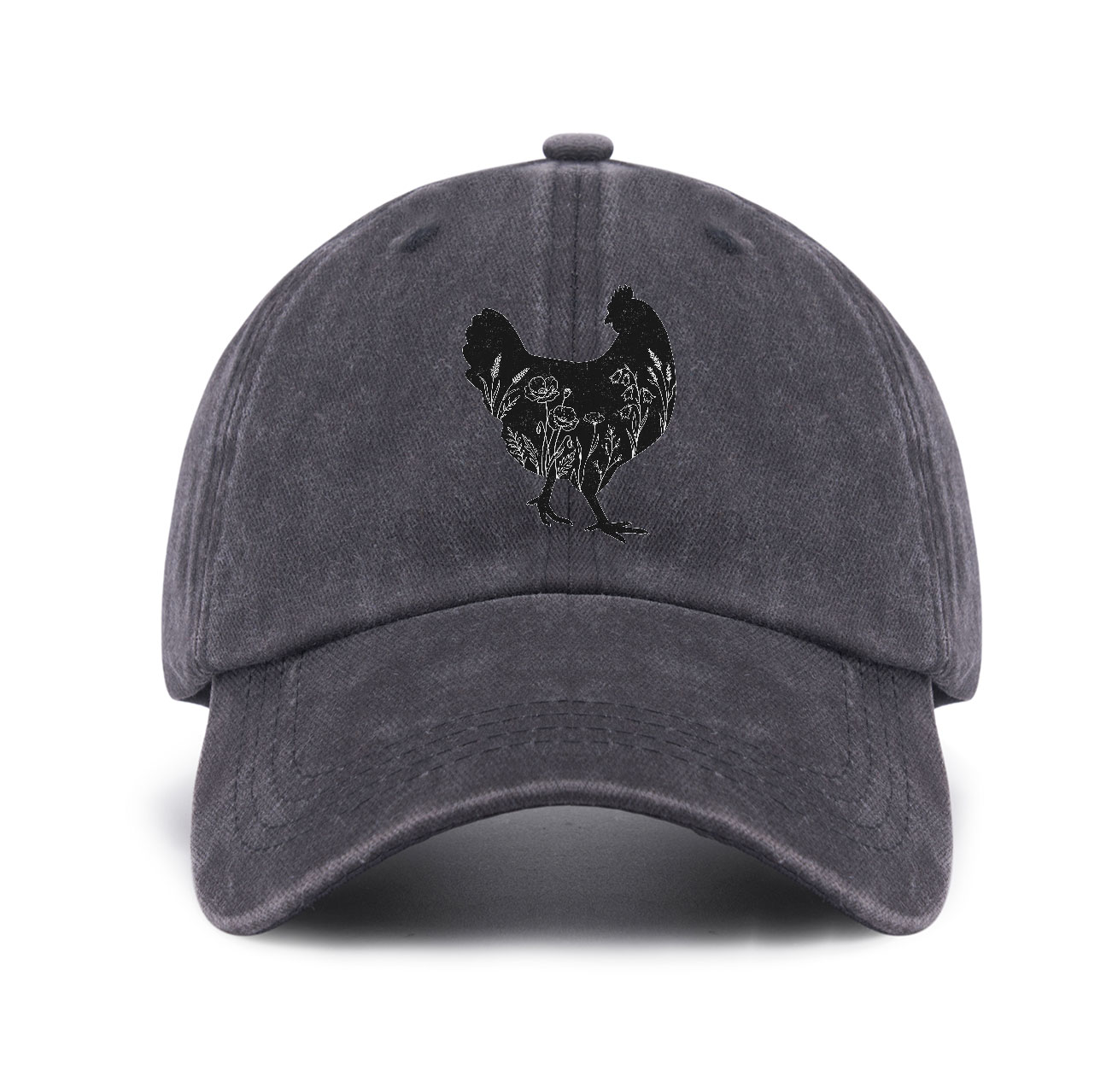 Purplehecate Floral Chicken Baseball Cap