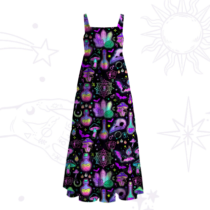 Purplehecate Neon Alchemy Wide Straps Maxi Dress