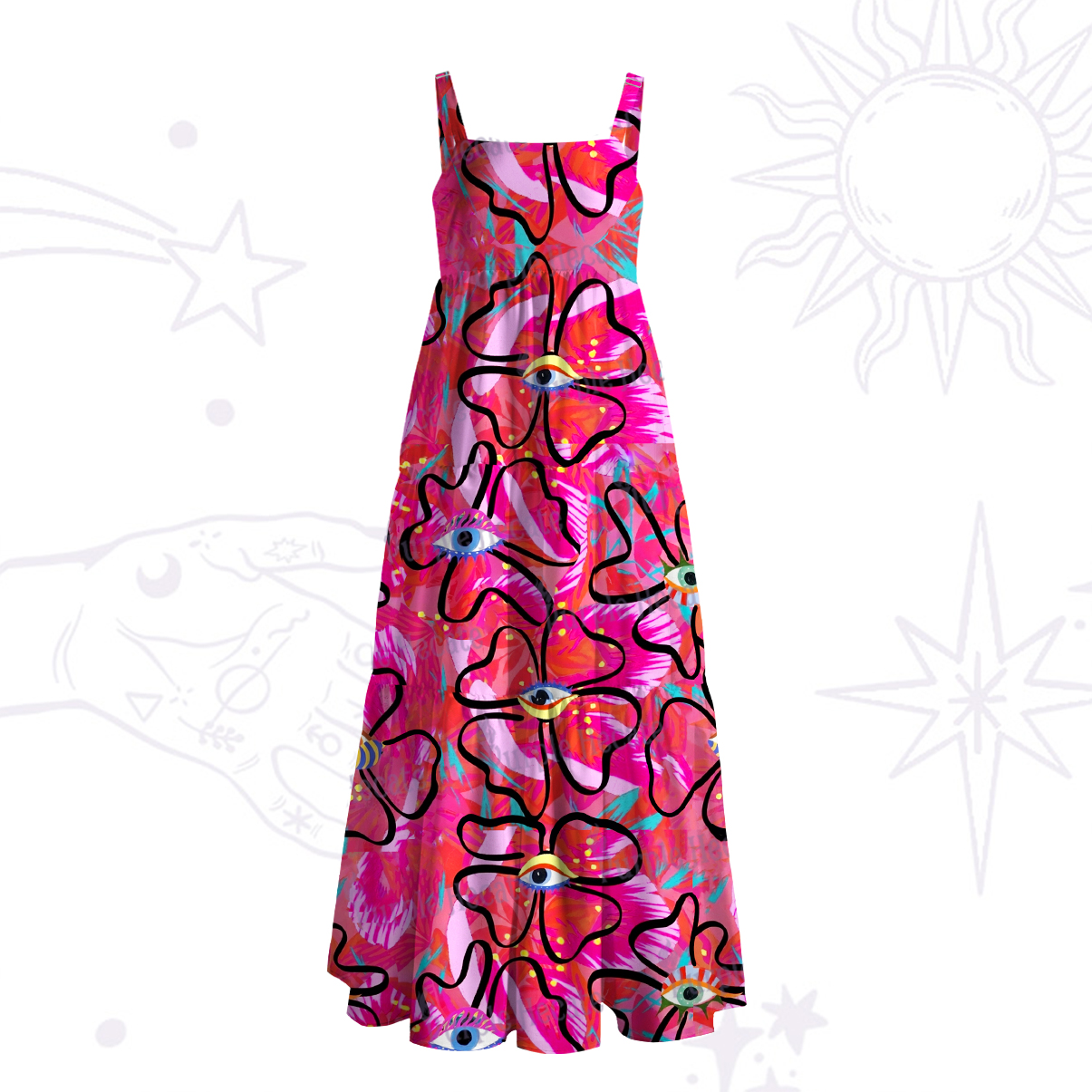 Purplehecate I See You Blooming Wide Straps Maxi Dress