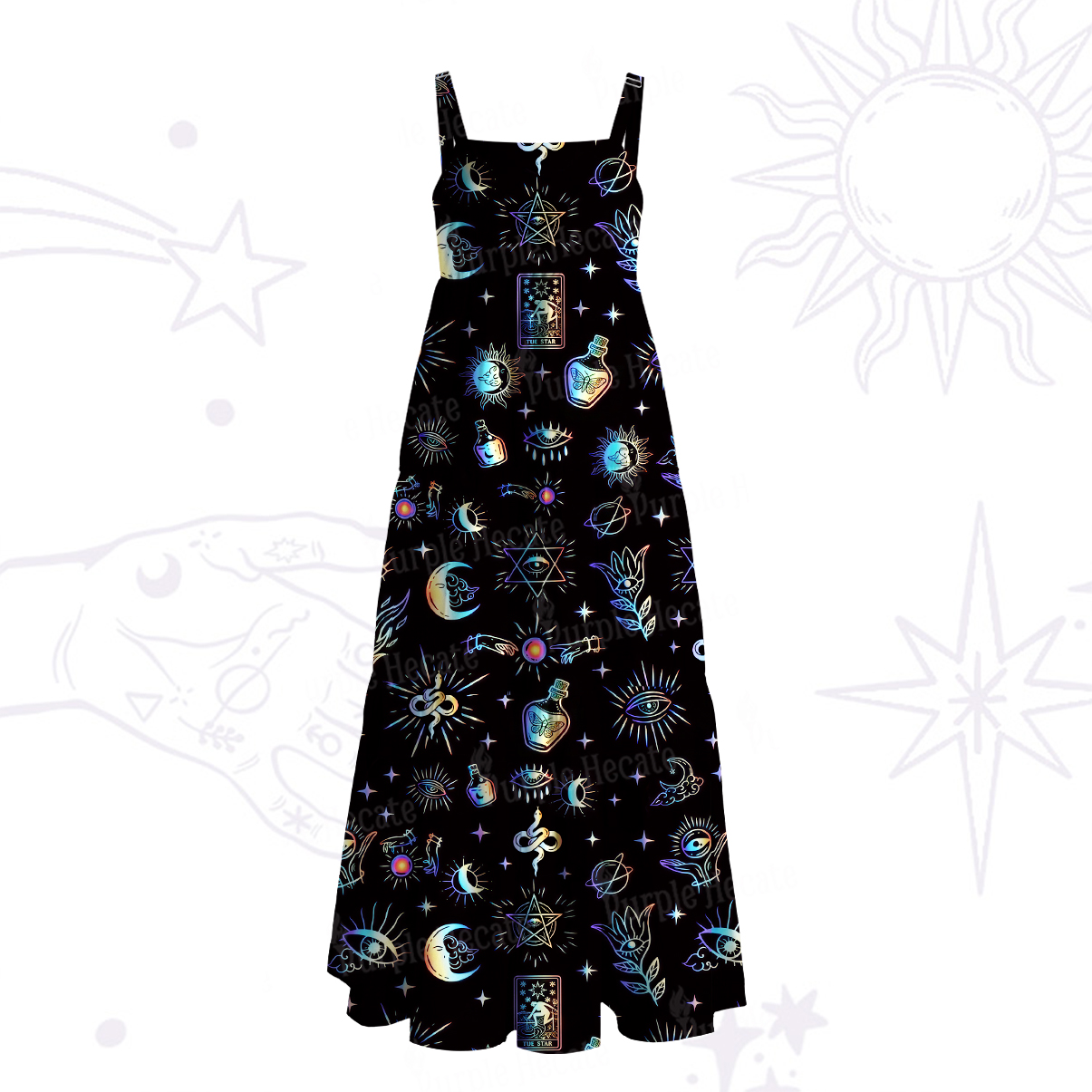 Purplehecate Witch Divination Room Wide Straps Maxi Dress