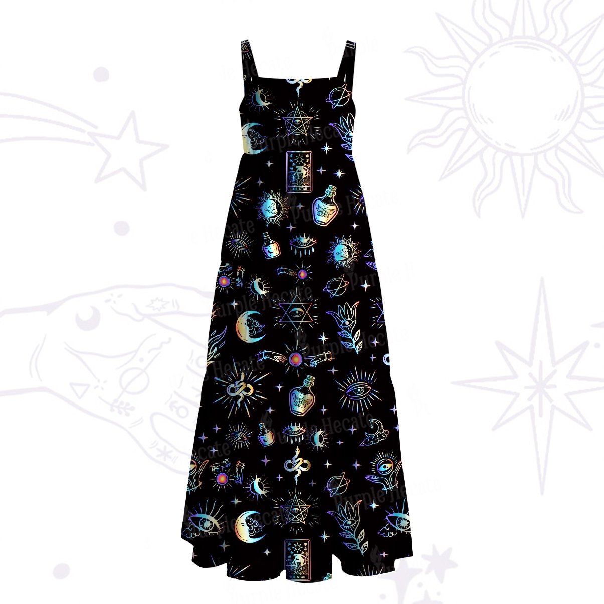 Purplehecate Witch Divination Room Wide Straps Maxi Dress