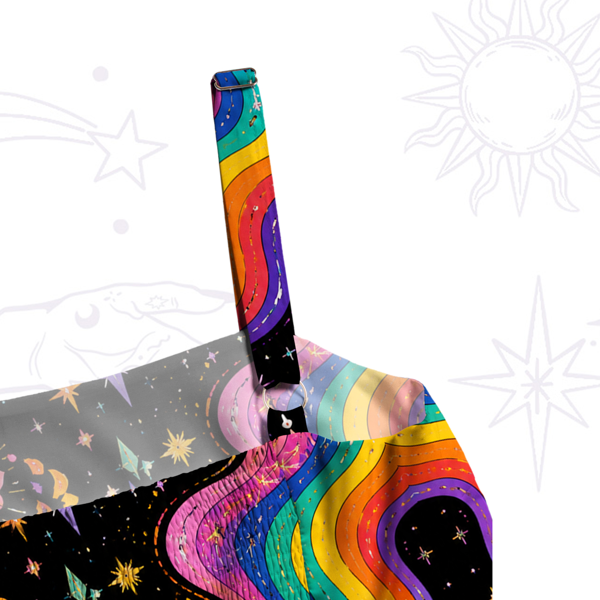 Purplehecate Groovy Hippie Flower Eyes Wide Straps Maxi Dress