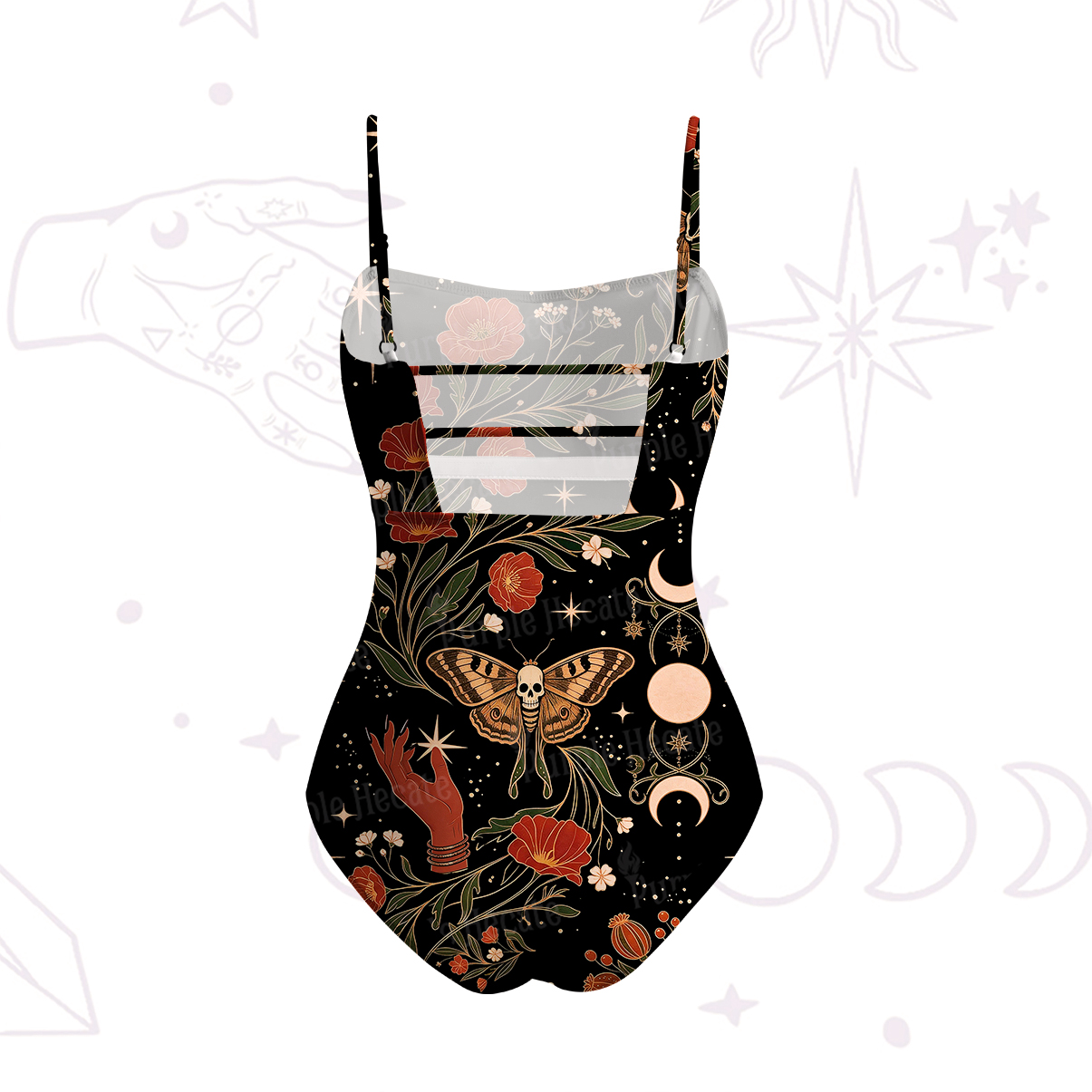 Purplehecate Death Moth Rebirth Slim-Strap Swimsuit