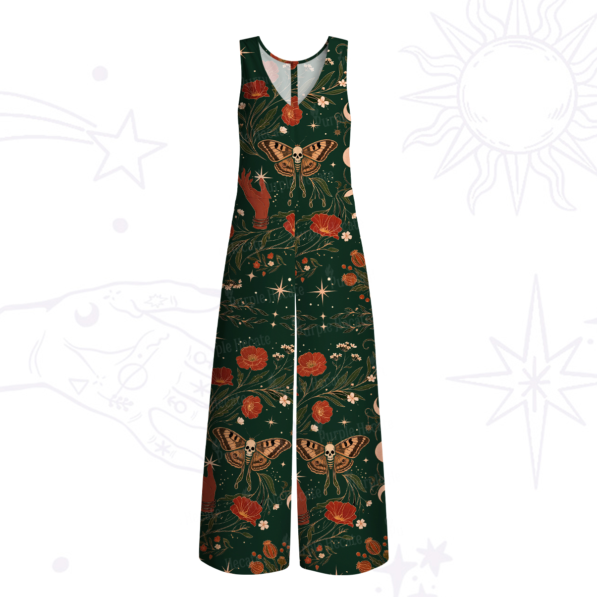 Purplehecate Death Moth Rebirth Wide Leg Jumpsuit