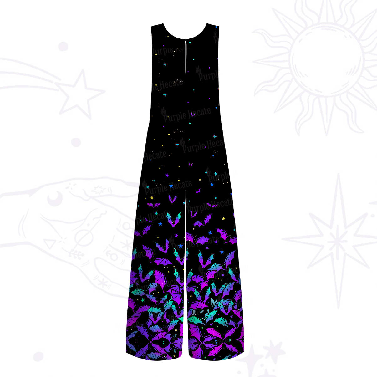 Purplehecate Rainbow Bat Wide Leg Jumpsuit