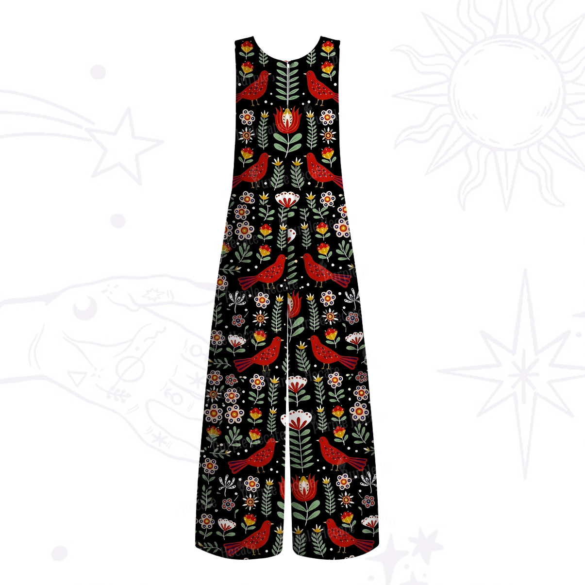 Purplehecate Mystic Forest Bird Wide Leg Jumpsuit