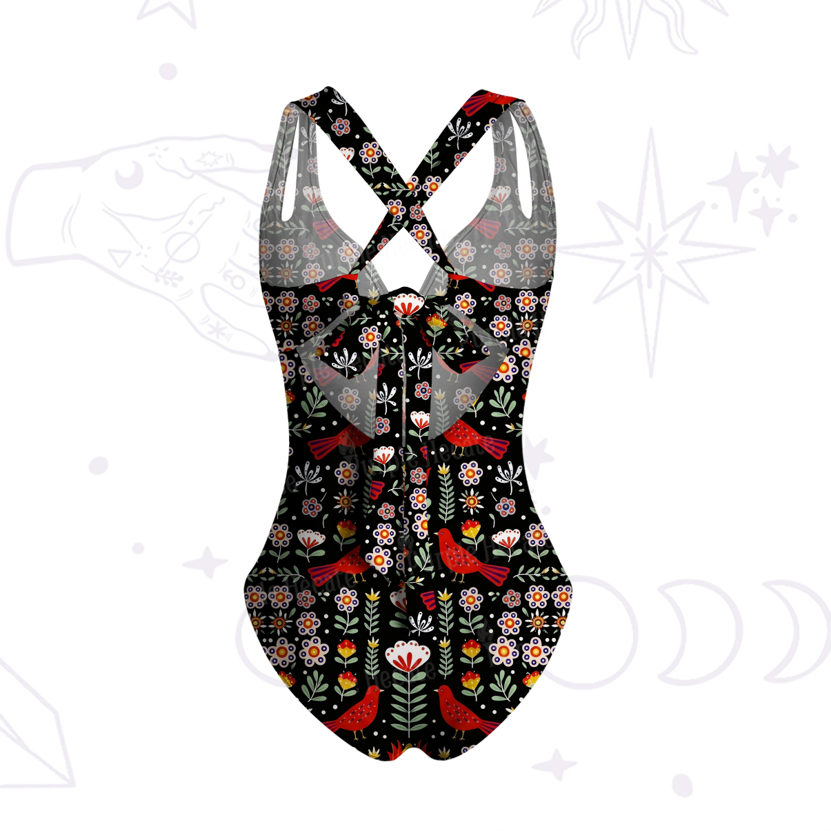 Purplehecate Mystic Forest Bird One-Piece Swimsuit