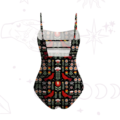 Purplehecate Mystic Forest Bird Slim-Strap Swimsuit