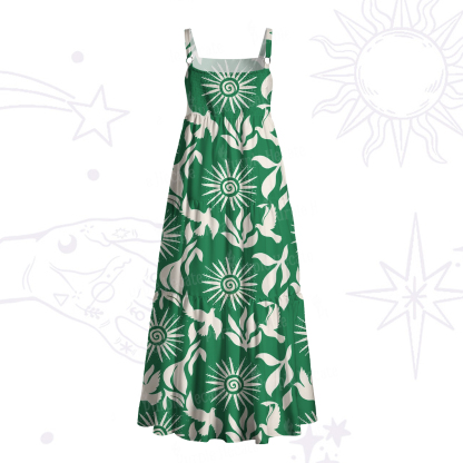 Purplehecate Mystic Sunbirds Wide Straps Maxi Dress