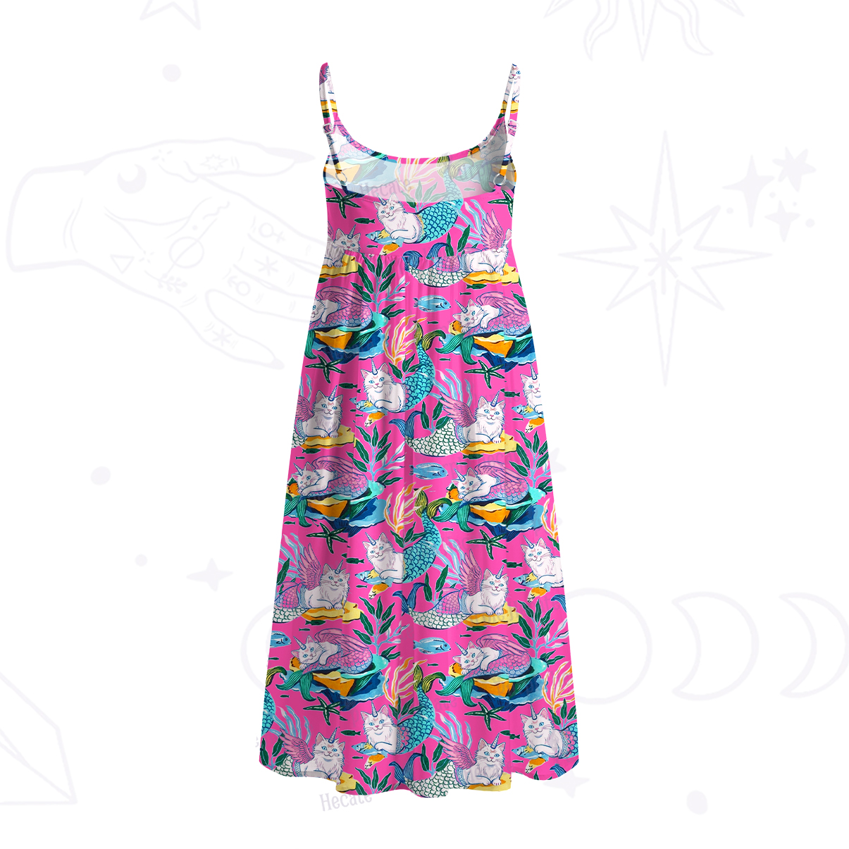 Purplehecate Mystic Mermaid Lagoon Spaghetti Strap Midi Dress