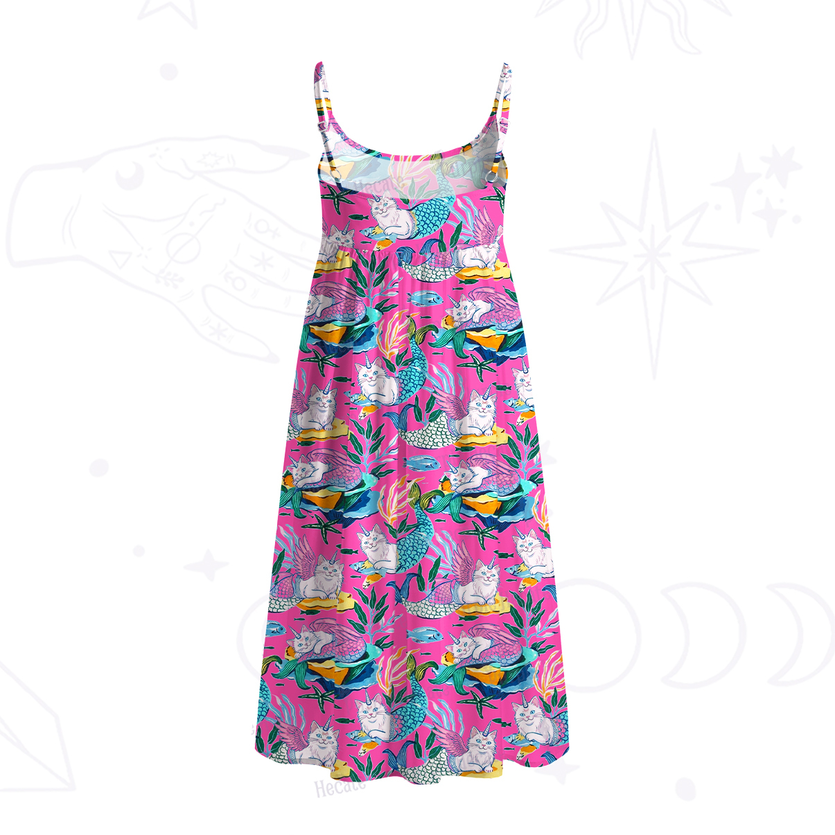 Purplehecate Mystic Mermaid Lagoon Spaghetti Strap Midi Dress