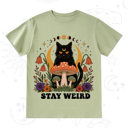Purplehecate Stay Weird Black Cat T-Shirt