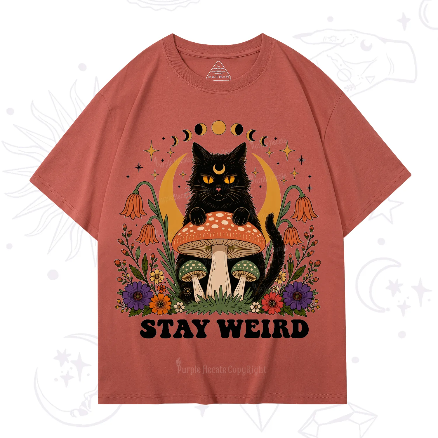 Purplehecate Stay Weird Black Cat T-Shirt