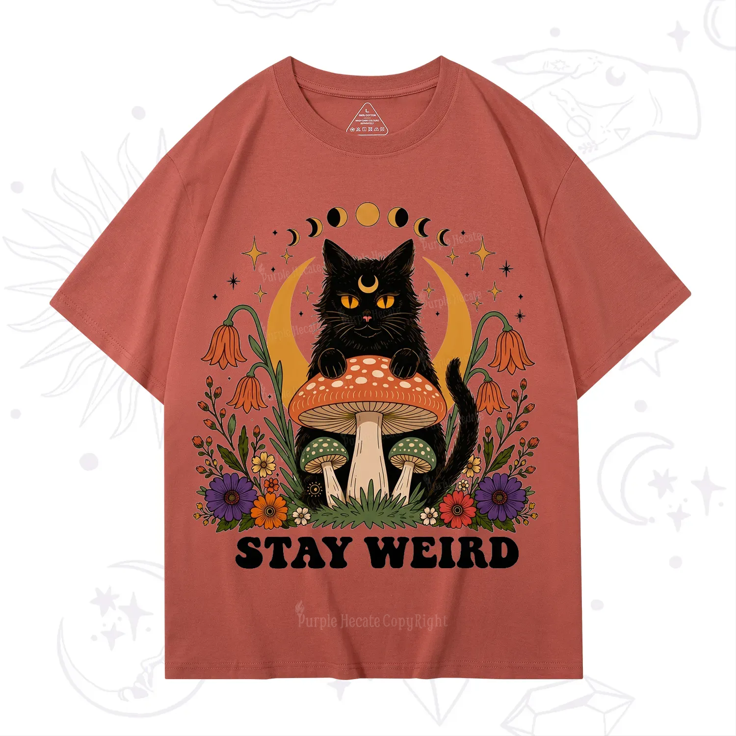 Purplehecate Stay Weird Black Cat T-Shirt