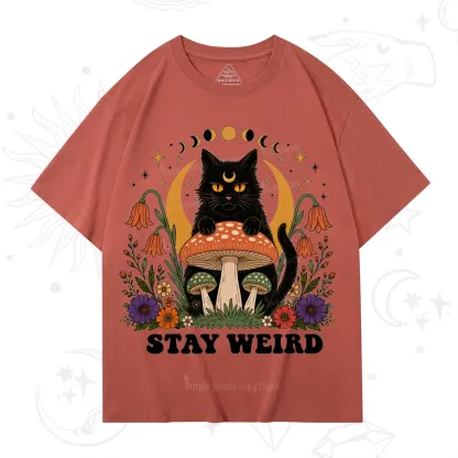 Purplehecate Stay Weird Black Cat T-Shirt