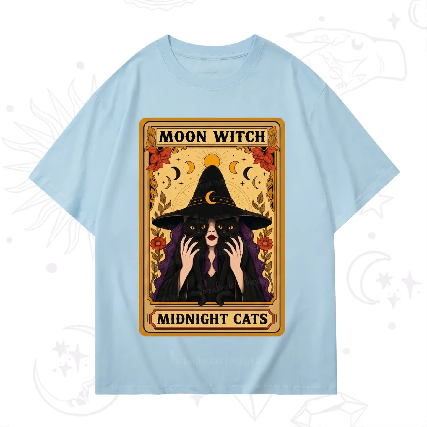 Purplehecate The Moon Witch Midnight Cats Oracle Card T-Shirt