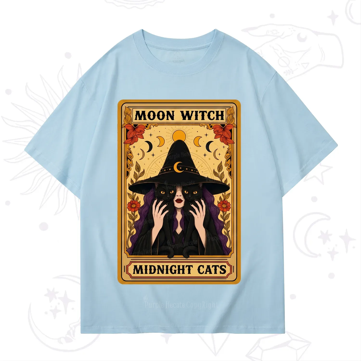 Purplehecate The Moon Witch Midnight Cats Oracle Card T-Shirt