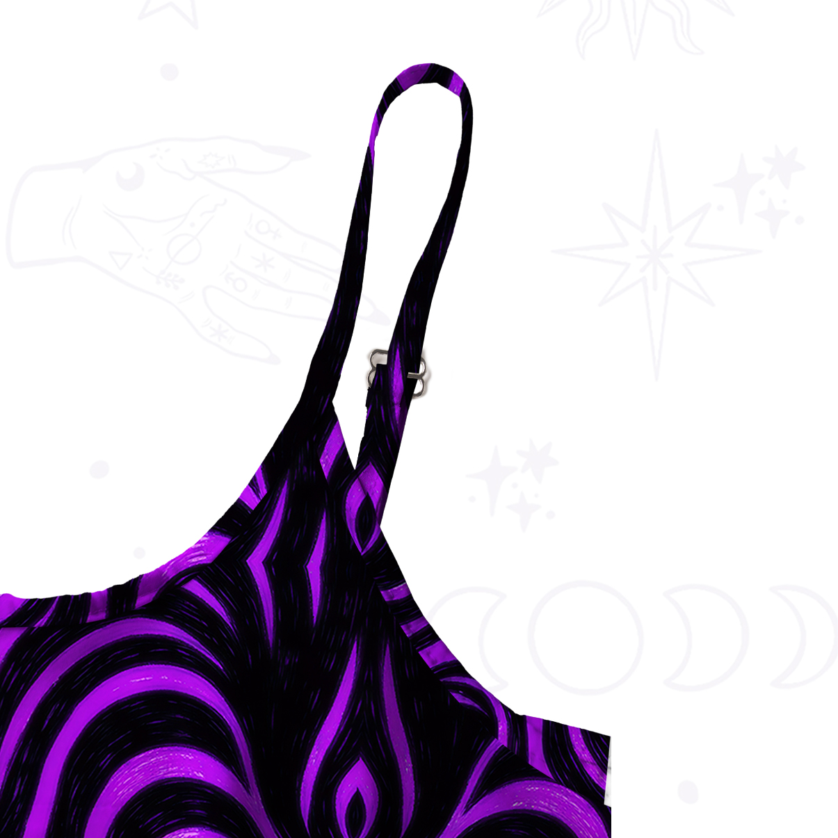 Purplehecate Psychedelic Cat Spaghetti Strap Midi Dress