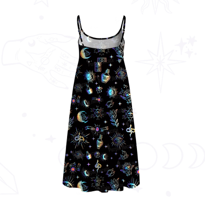 Purplehecate Witch Divination Room Spaghetti Strap Midi Dress