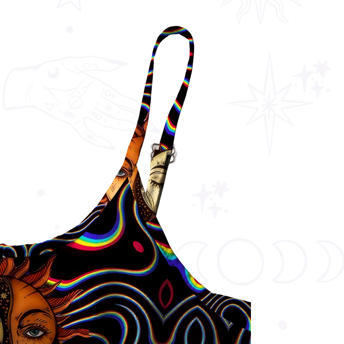 Purplehecate Psychedelic Sun and Moon Spaghetti Strap Midi Dress