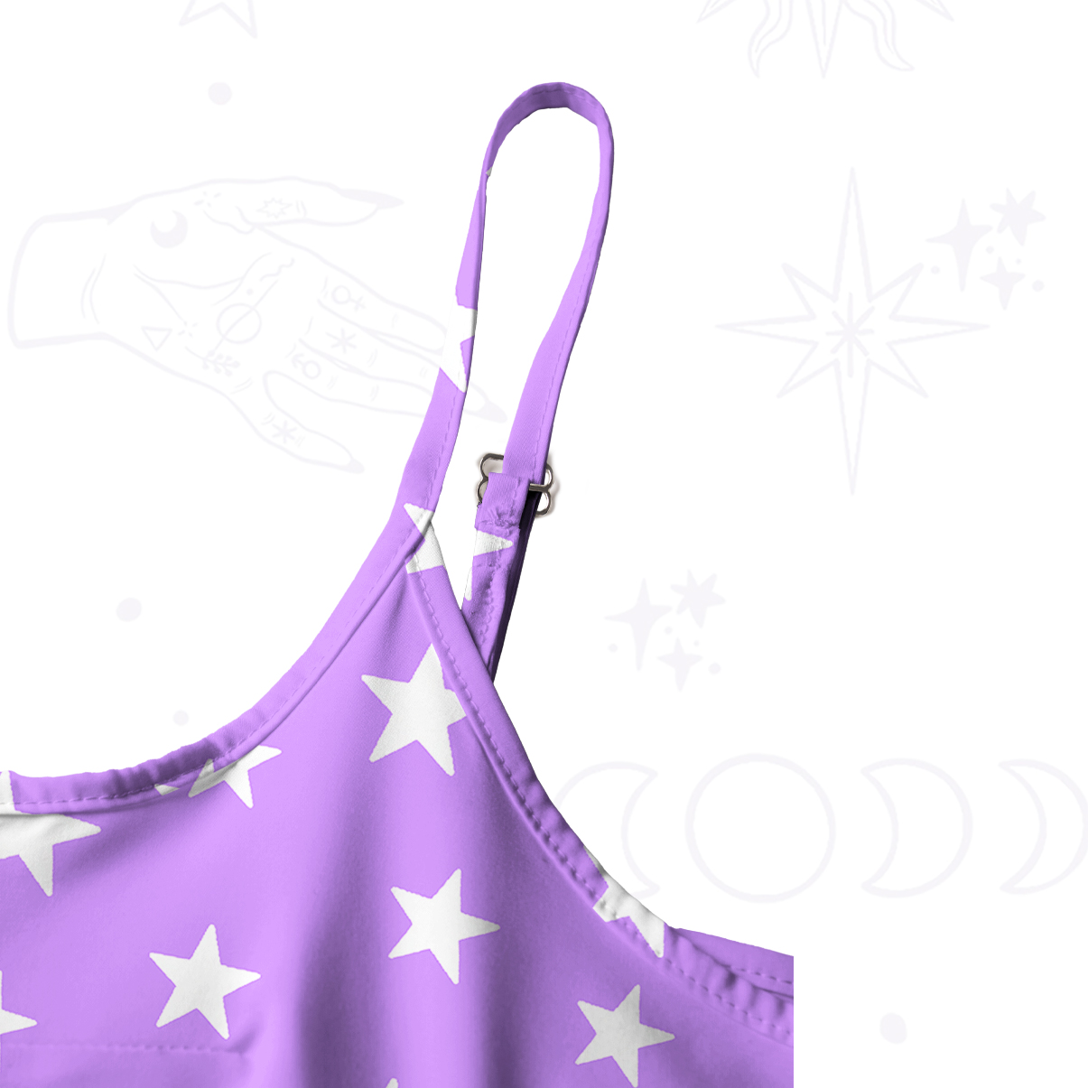Purplehecate Rainbow Raccoon Star Spaghetti Strap Midi Dress