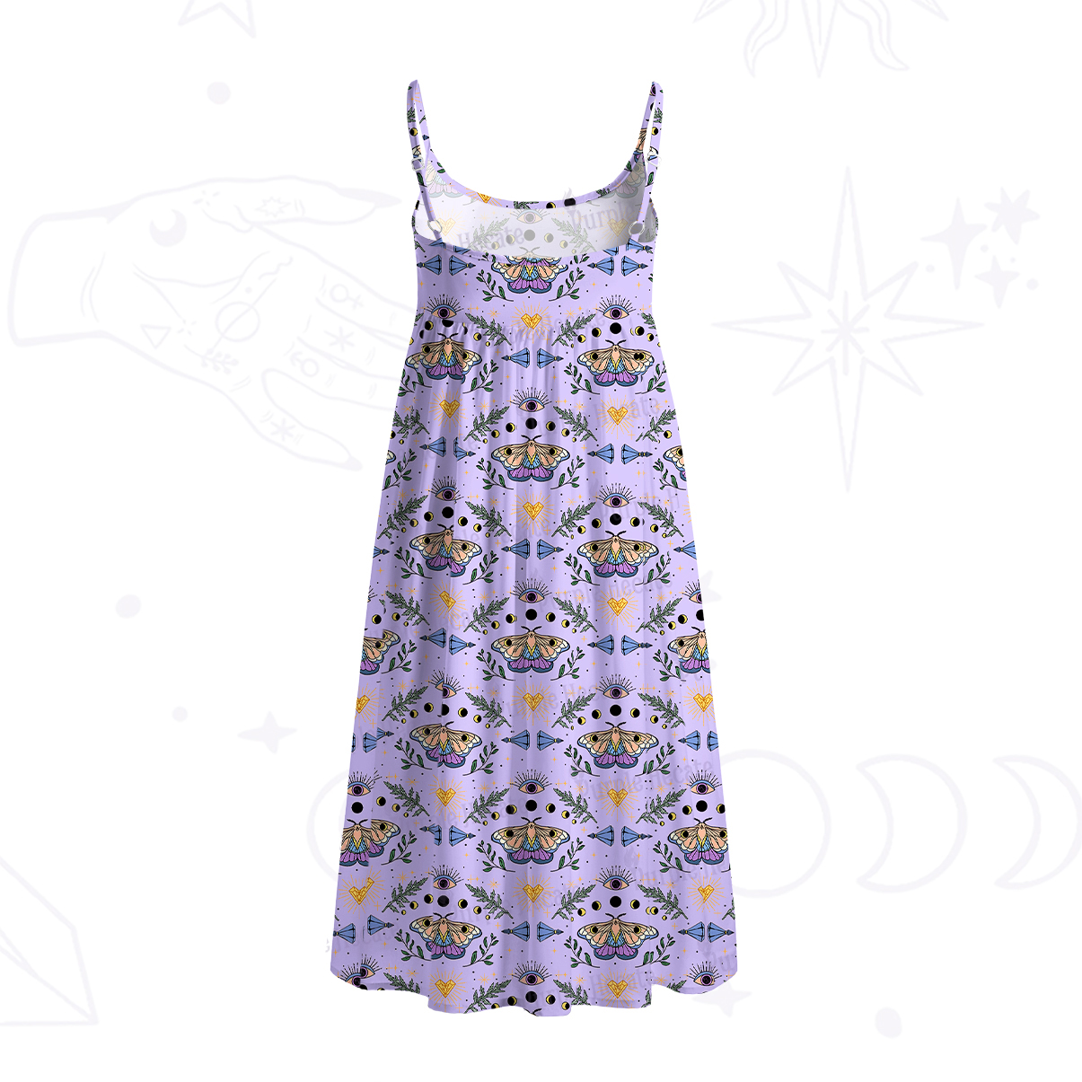 Purplehecate Luna Moth Witch Spaghetti Strap Midi Dress