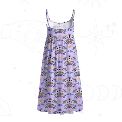 Purplehecate Luna Moth Witch Spaghetti Strap Midi Dress