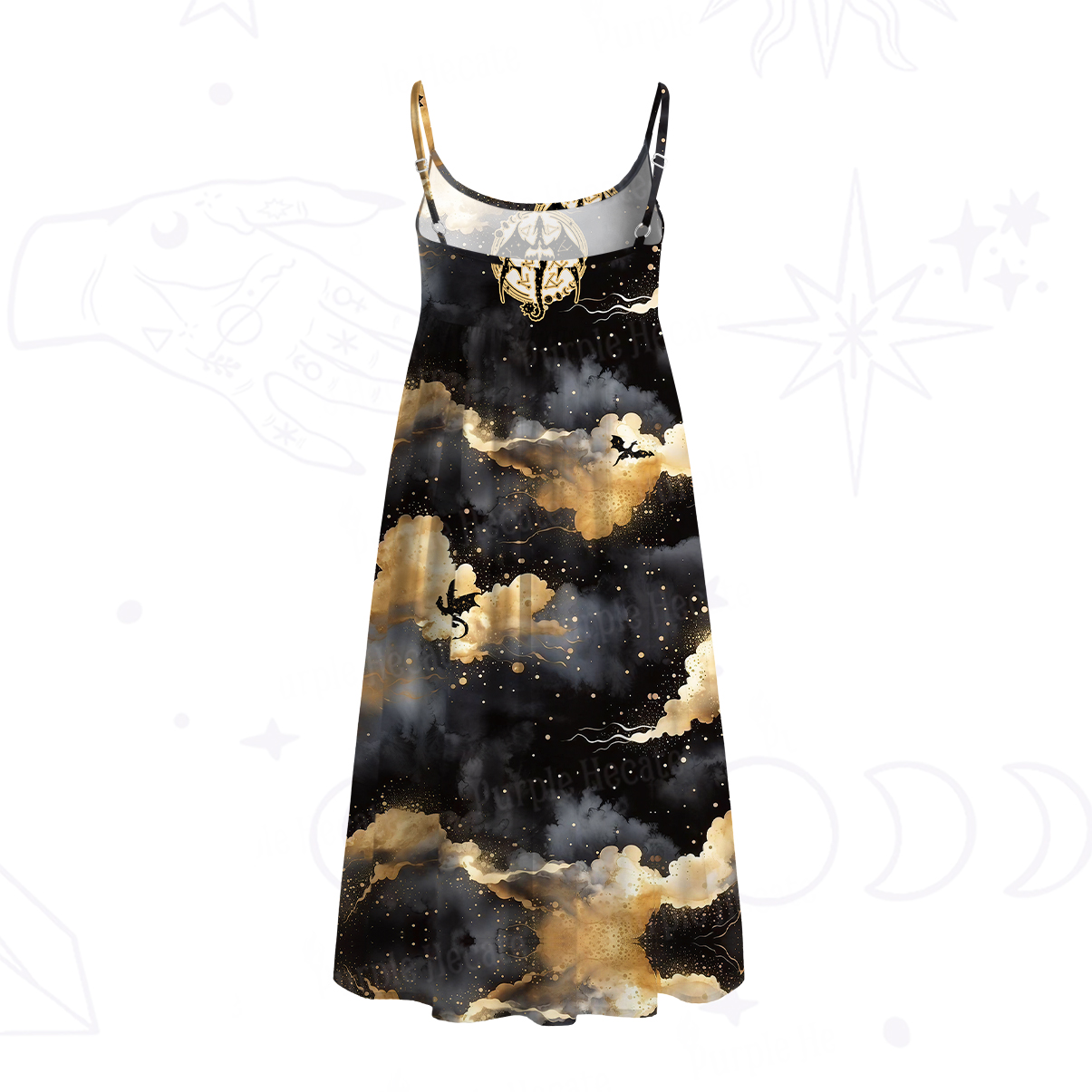 Purplehecate Celestial Dragon Night Spaghetti Strap Midi Dress