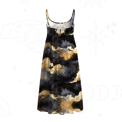 Purplehecate Celestial Dragon Night Spaghetti Strap Midi Dress