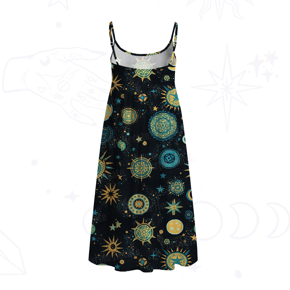 Purplehecate Starry Night Spaghetti Strap Midi Dress