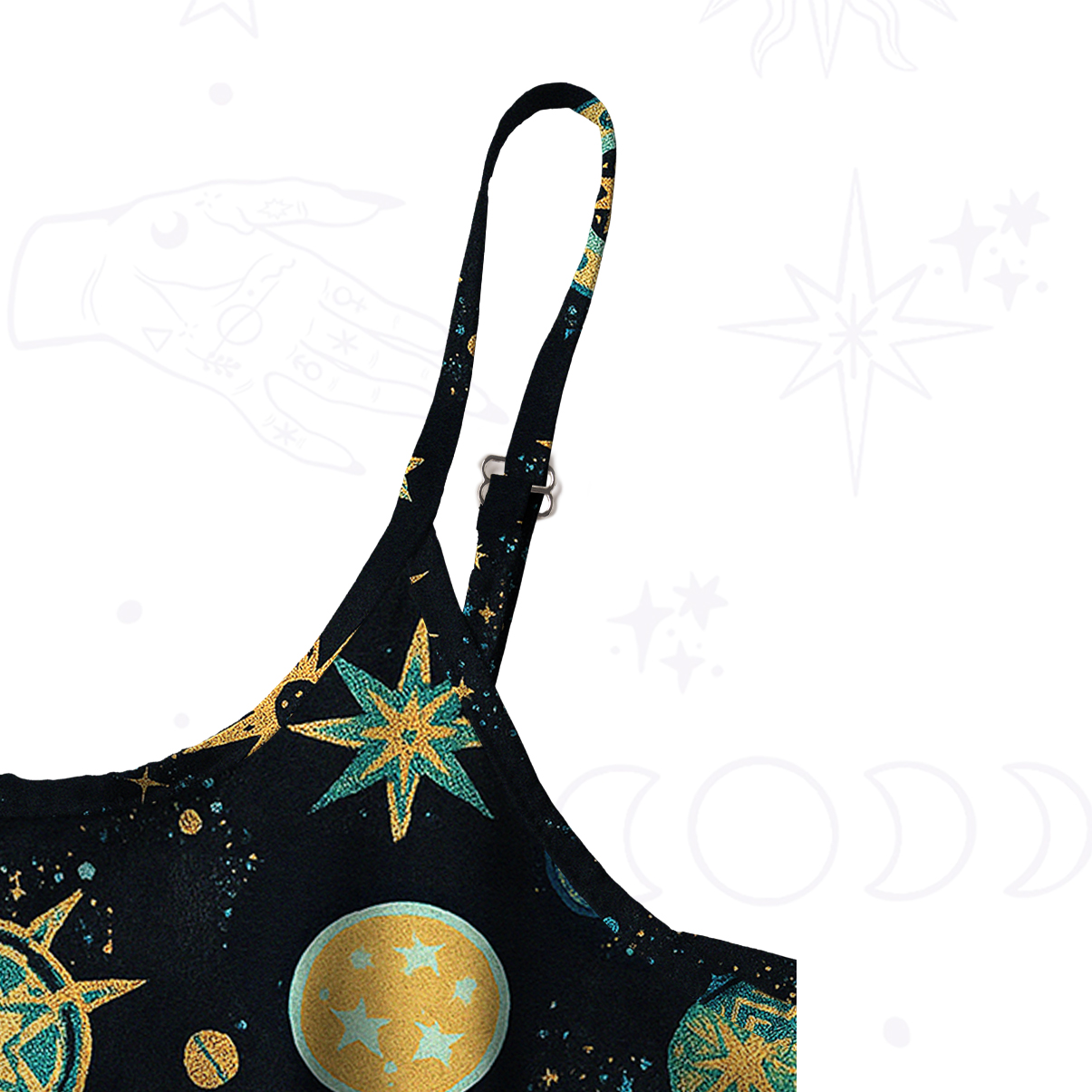 Purplehecate Starry Night Spaghetti Strap Midi Dress