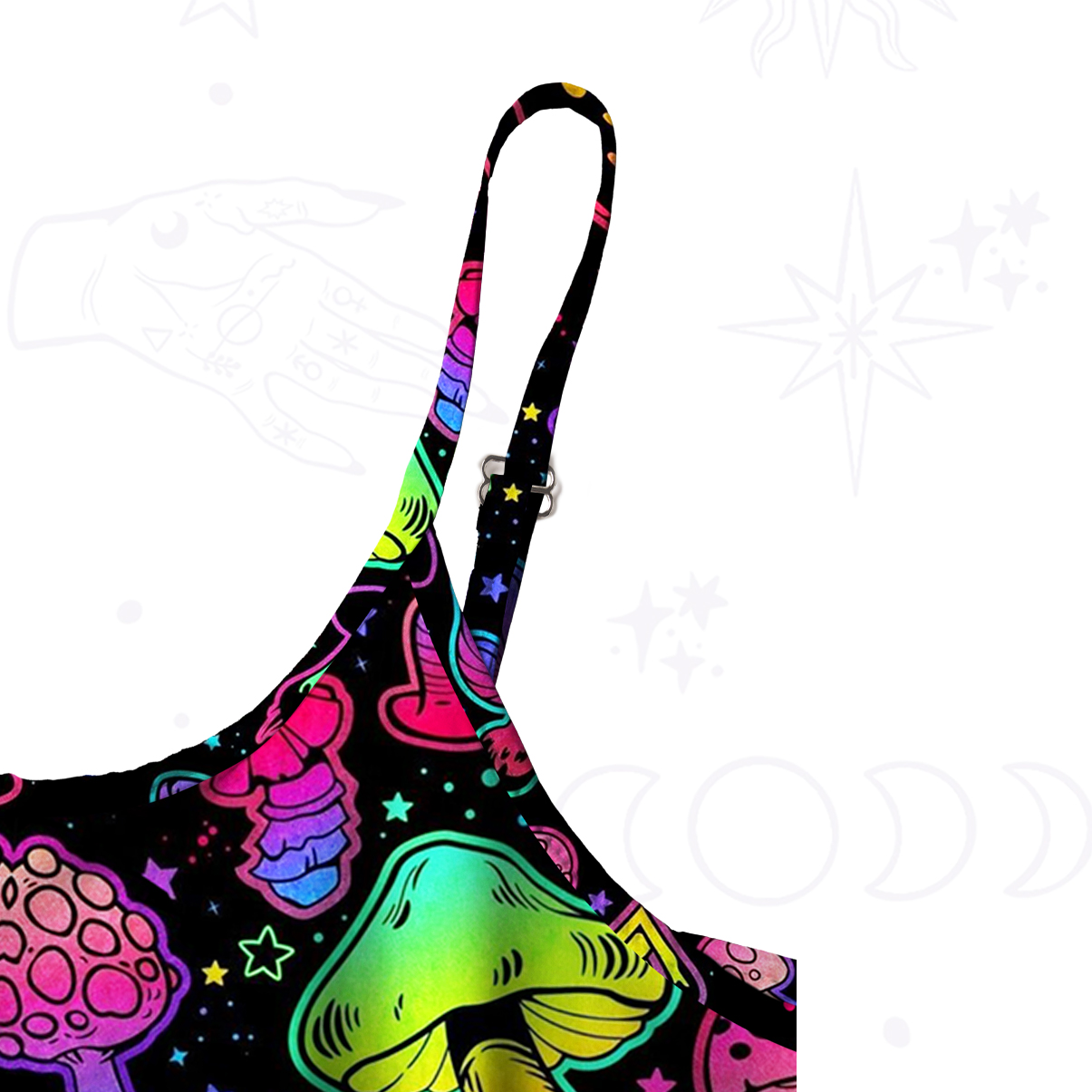 Purplehecate Psychedelic Mushroom Rave Spaghetti Strap Midi Dress