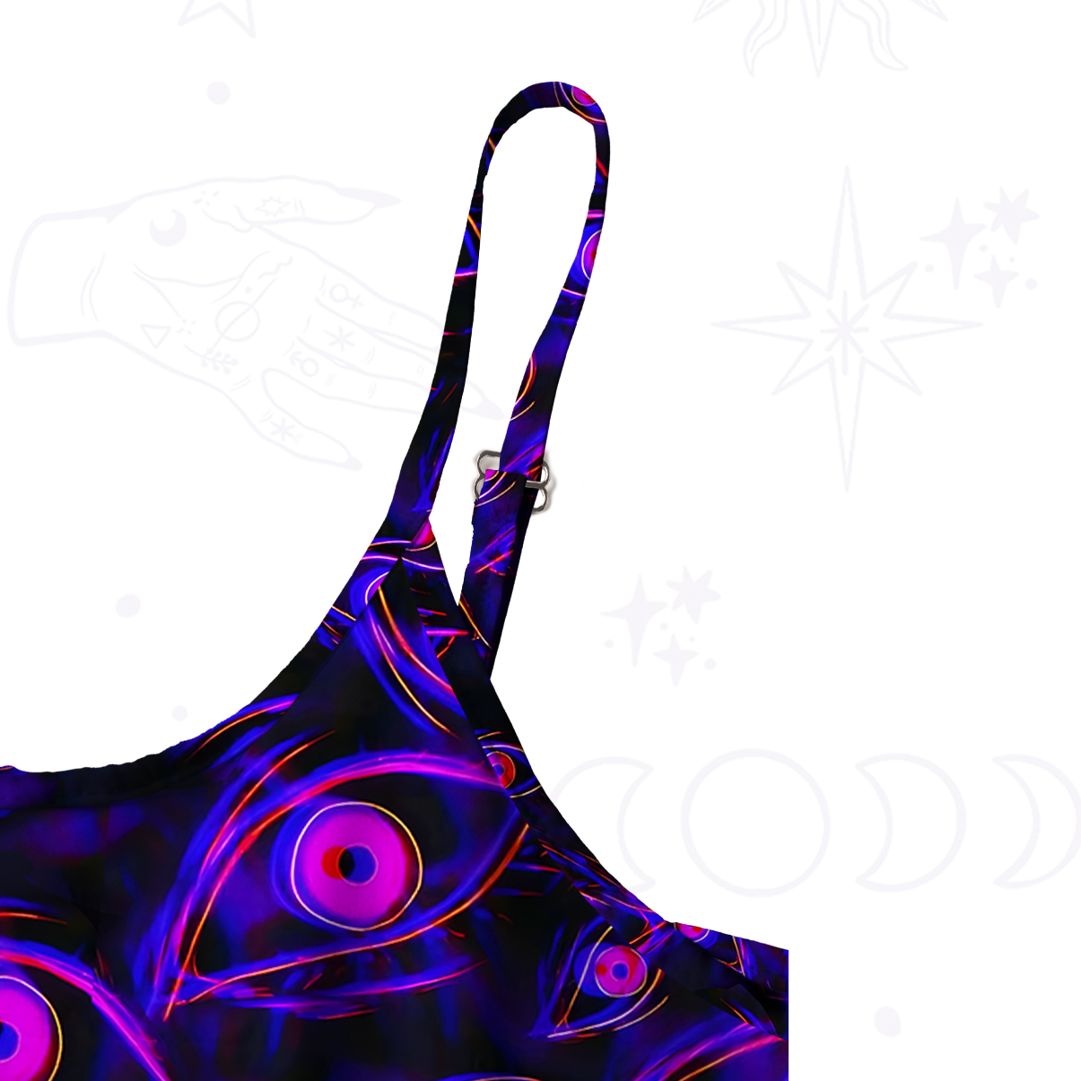 Purplehecate Psychedelic Eyes Spaghetti Strap Midi Dress