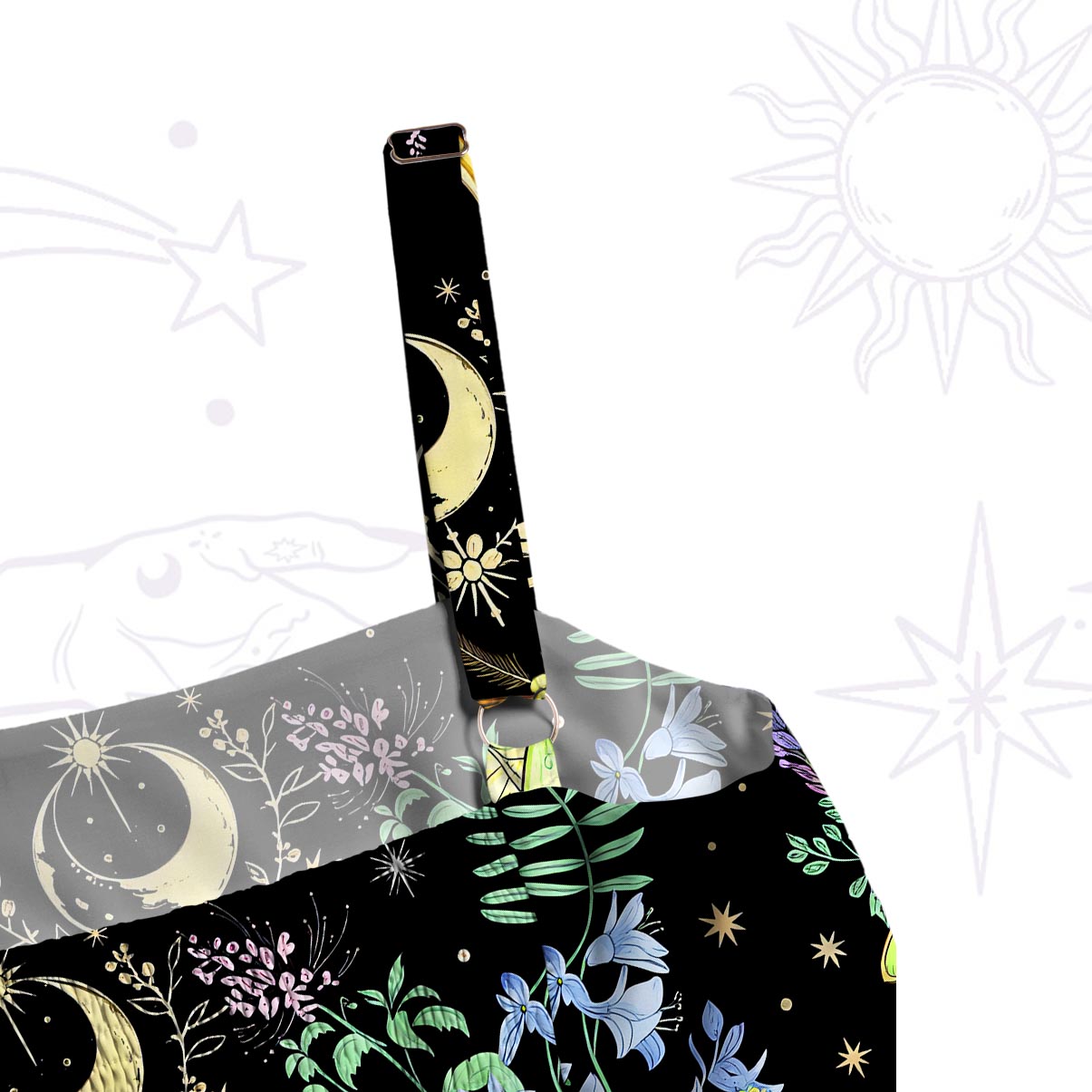 ]Purplehecate Mystic Lunar Moth Herbal Forest Wide Straps Maxi Dress