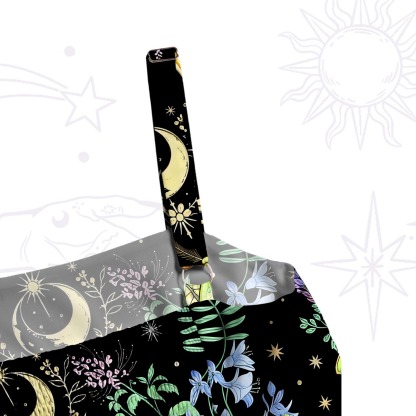 ]Purplehecate Mystic Lunar Moth Herbal Forest Wide Straps Maxi Dress