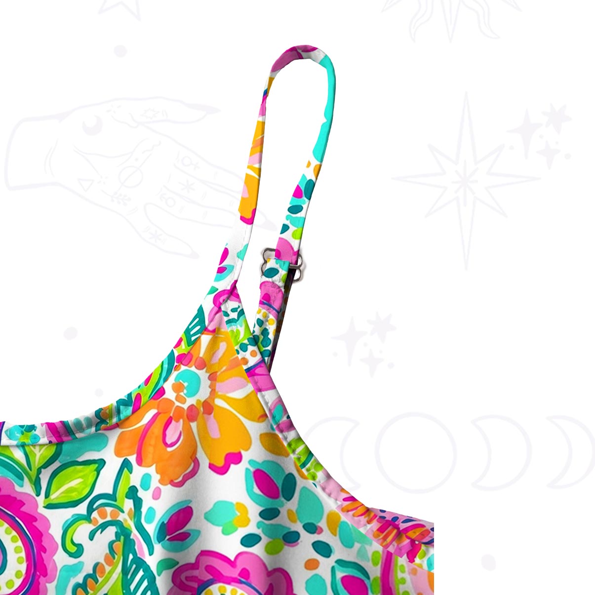Purplehecate Sun Bloom Fiesta Spaghetti Strap Midi Dress