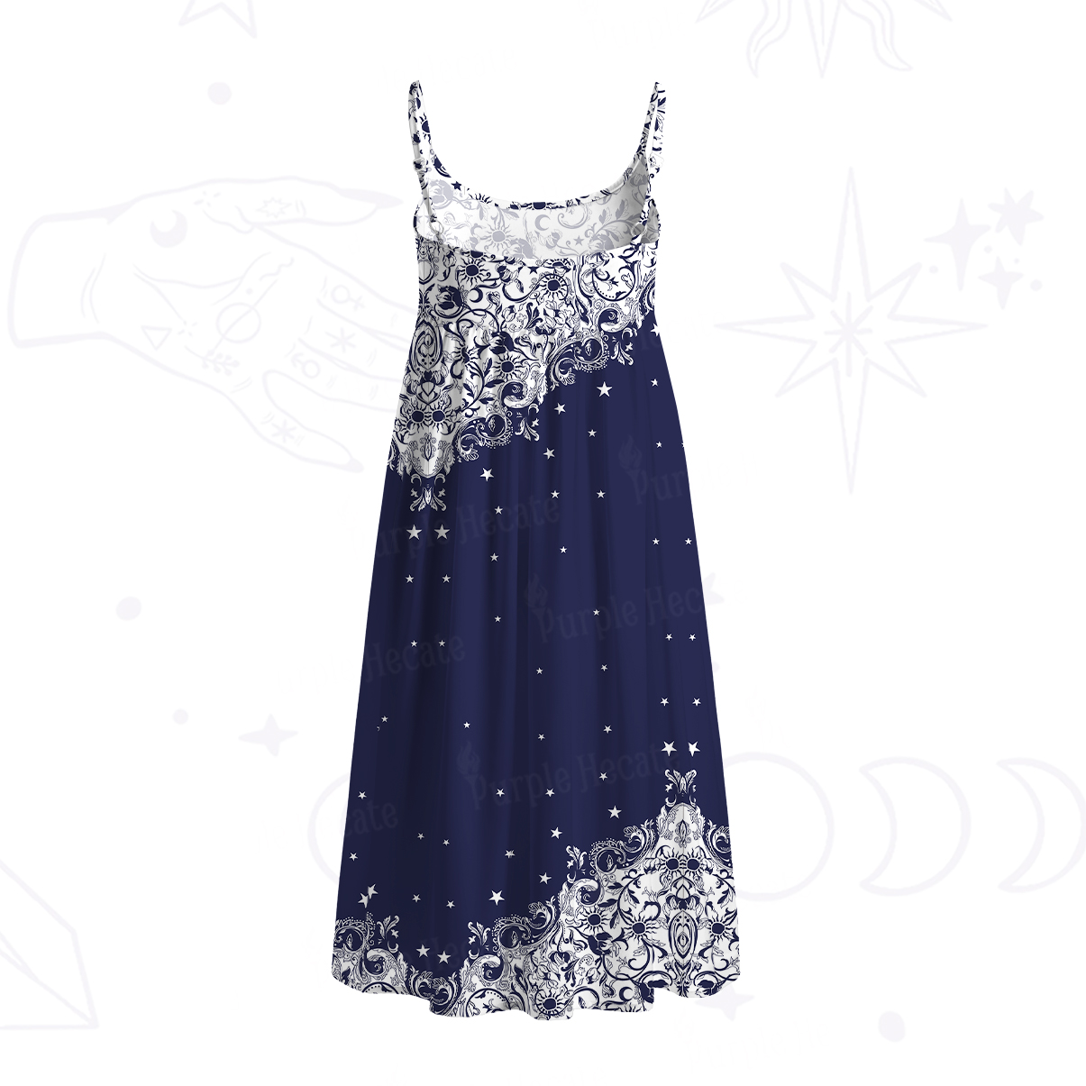 Purplehecate Midnight Star Spaghetti Strap Midi Dress