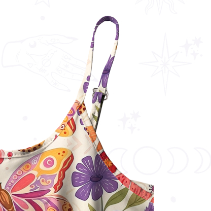 Purplehecate Enchanted Garden of Butterflies Spaghetti Strap Midi Dress