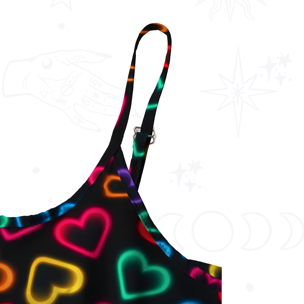 Purplehecate Neon Heart Spaghetti Strap Midi Dress