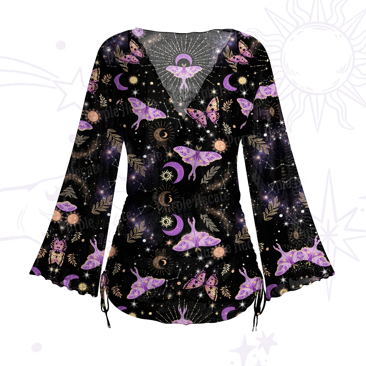 Purplehecate Starry Night Lunar Moth Mesh Cover Up Dress