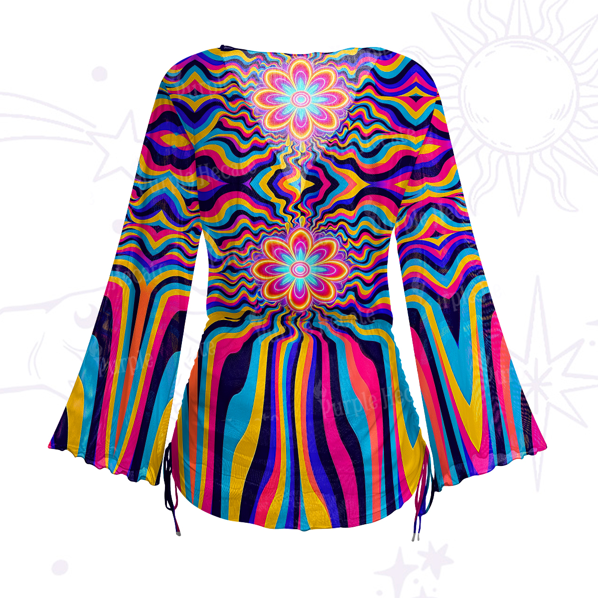Purplehecate Psychedelic Bloom Mesh Cover Up Dress