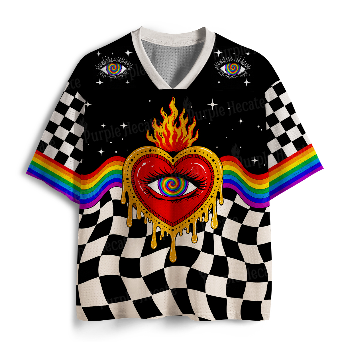 Purplehecate Rainbow Wave Sacred Heart Mesh Jersey