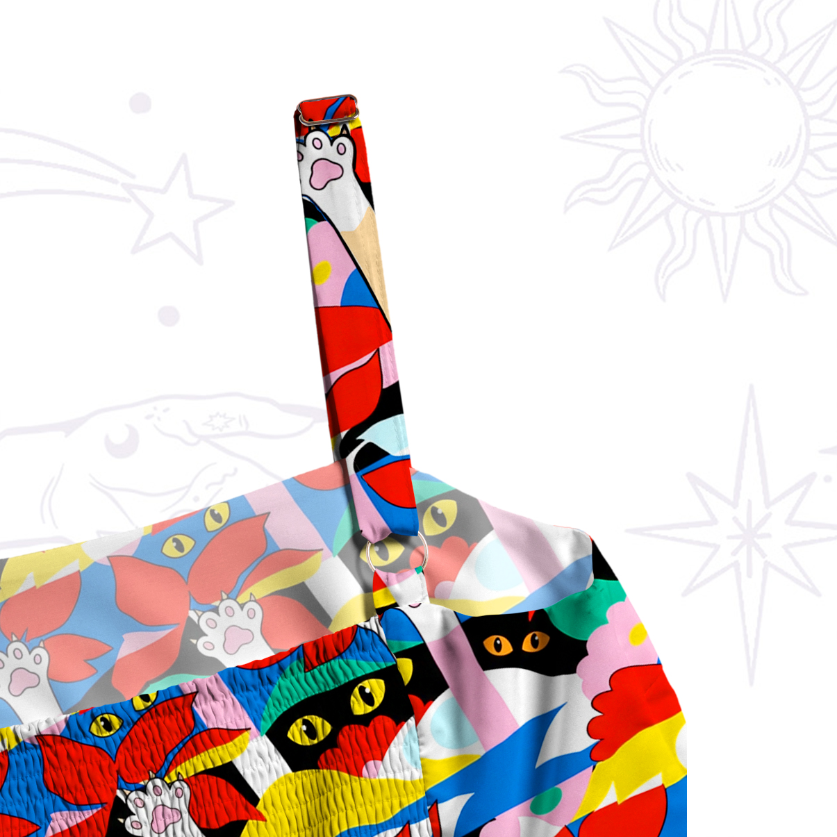 Purplehecate Pop Art Peek-a-Boo Wide Straps Maxi Dress