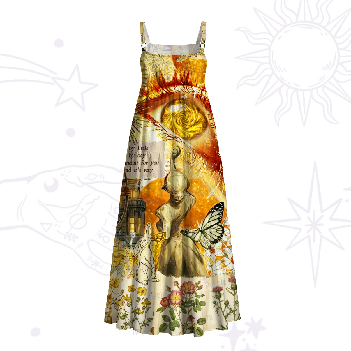 Purplehecate Sunlit Time Peeper in the Garden Wide Straps Maxi Dress