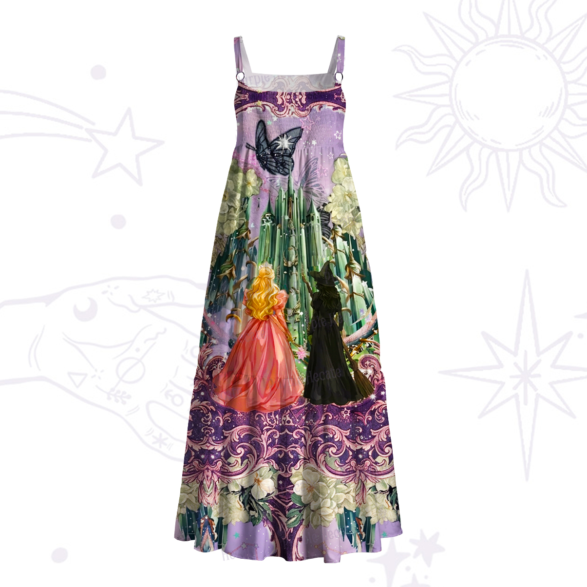 Purplehecate Emerald City Witch Journey Wide Straps Maxi Dress
