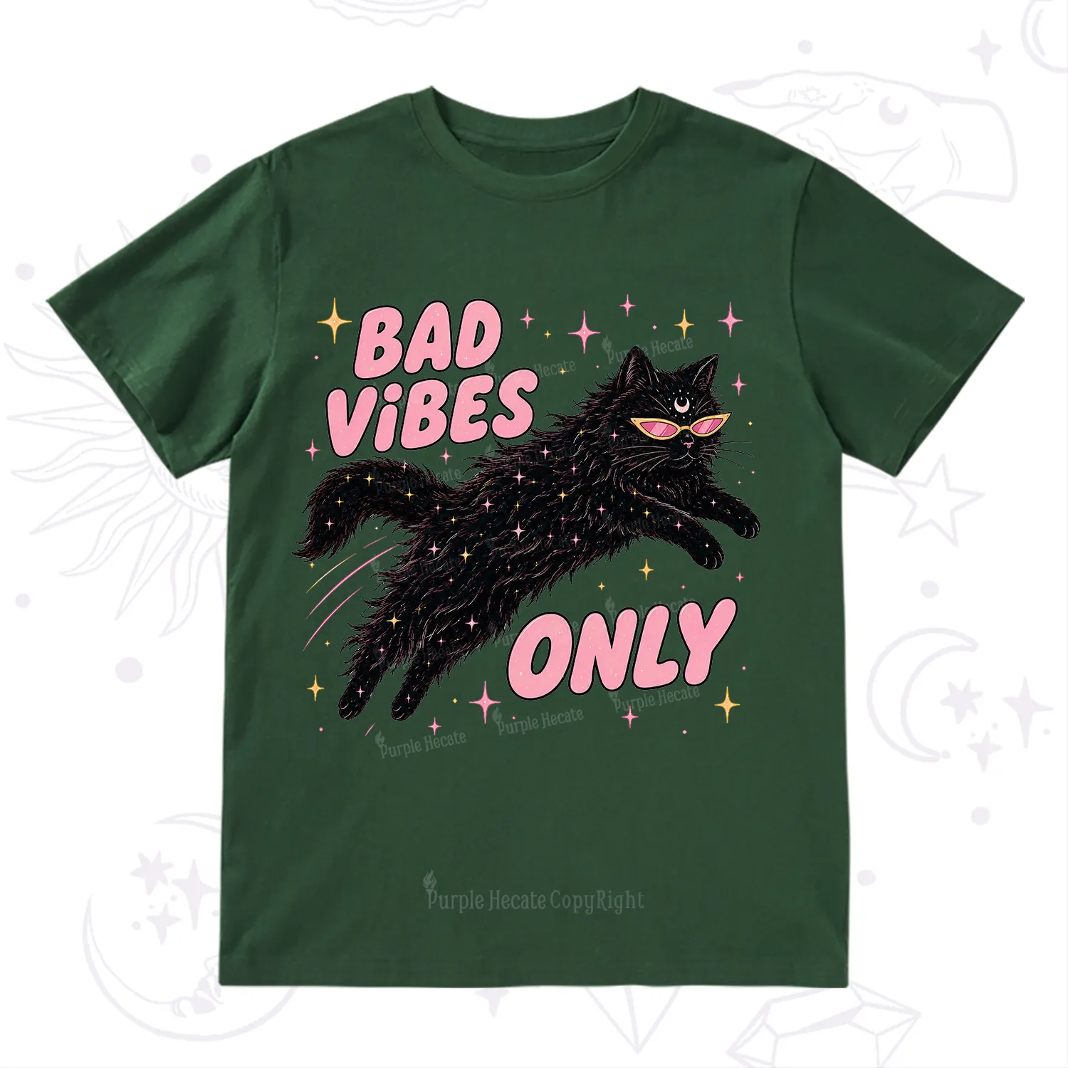 Purplehecate Black Cat Vibes Only T-Shirt