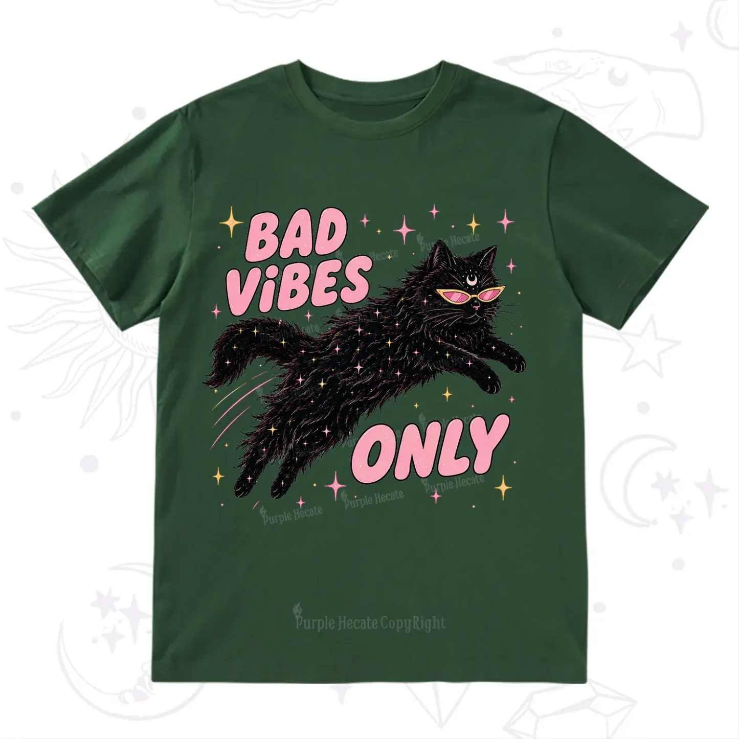 Purplehecate Black Cat Vibes Only T-Shirt