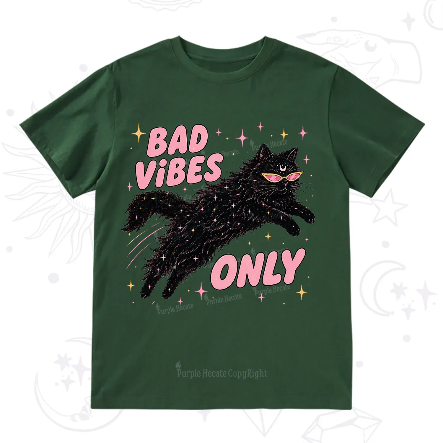 Purplehecate Black Cat Vibes Only T-Shirt