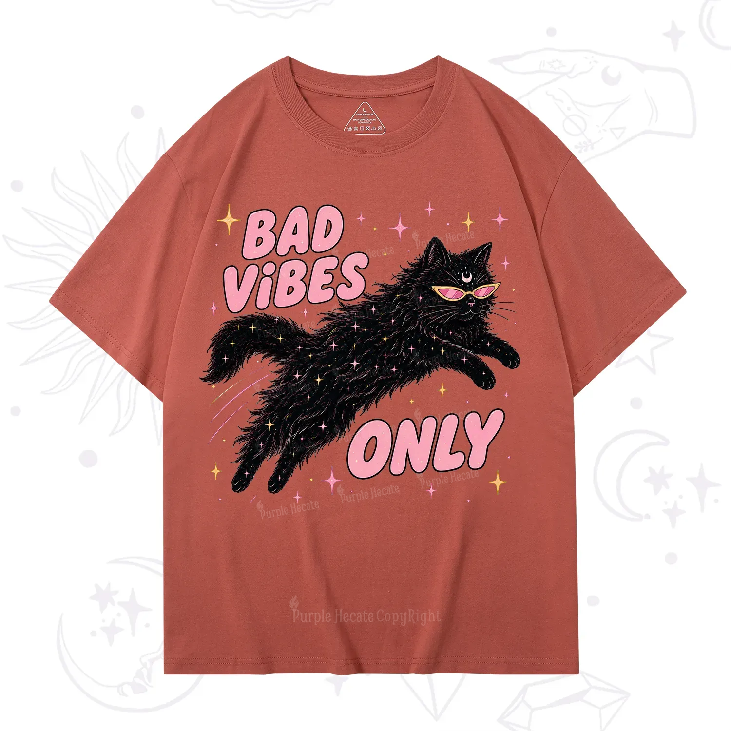 Purplehecate Black Cat Vibes Only T-Shirt