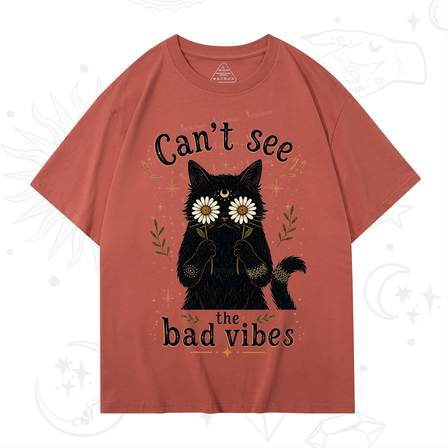 Purplehecate Can't See the Bad Vibes Black Cat T-Shirt